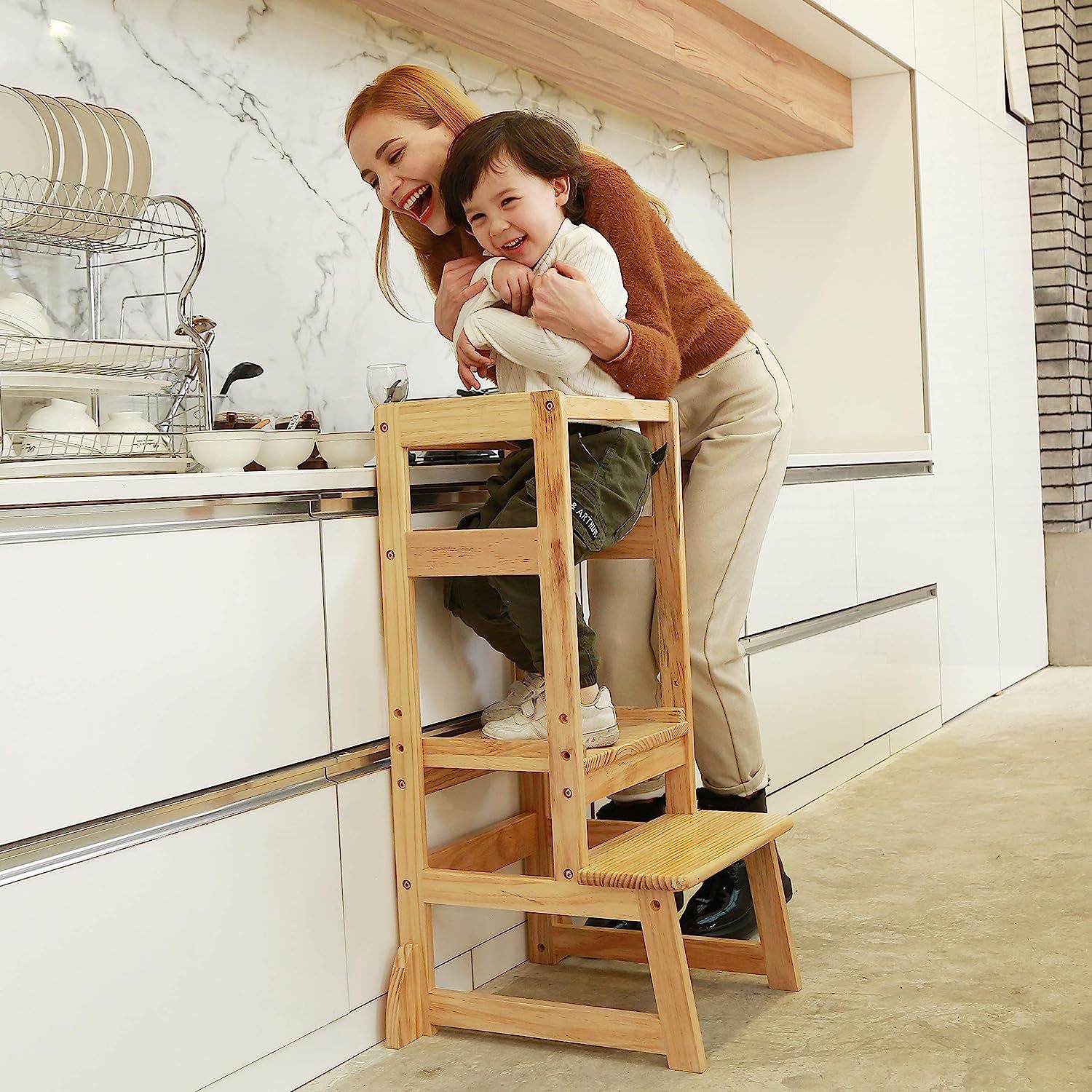 Toddler Learning Tower - Taburete Escalera con Altura Ajustable, Silla
