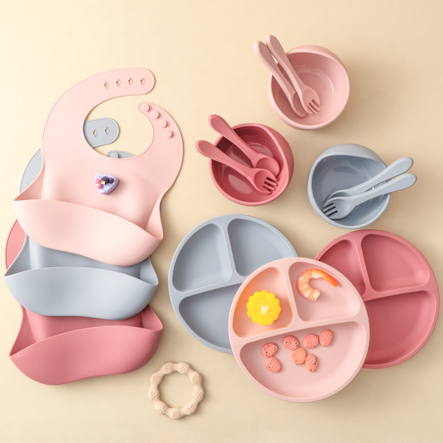 Silicone Baby Bibs - Juego de alimentación de silicona para