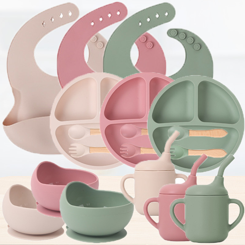 Silicone Baby Bibs - Juego de vajilla de silicona para