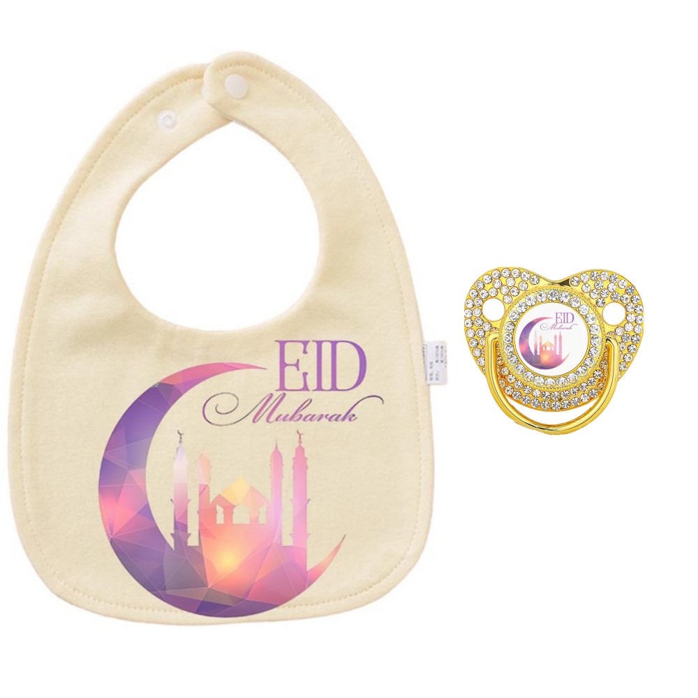 Silicone Baby Bibs - Estampado de Eid Mubarak, diseño de