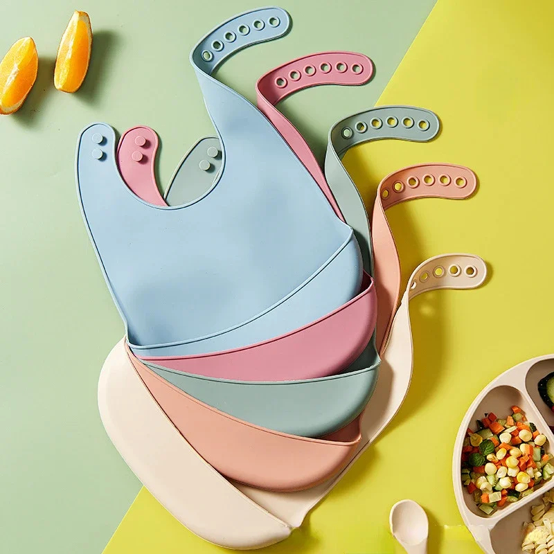 Silicone Baby Bibs - 1-4 unidades de baberos ajustables e