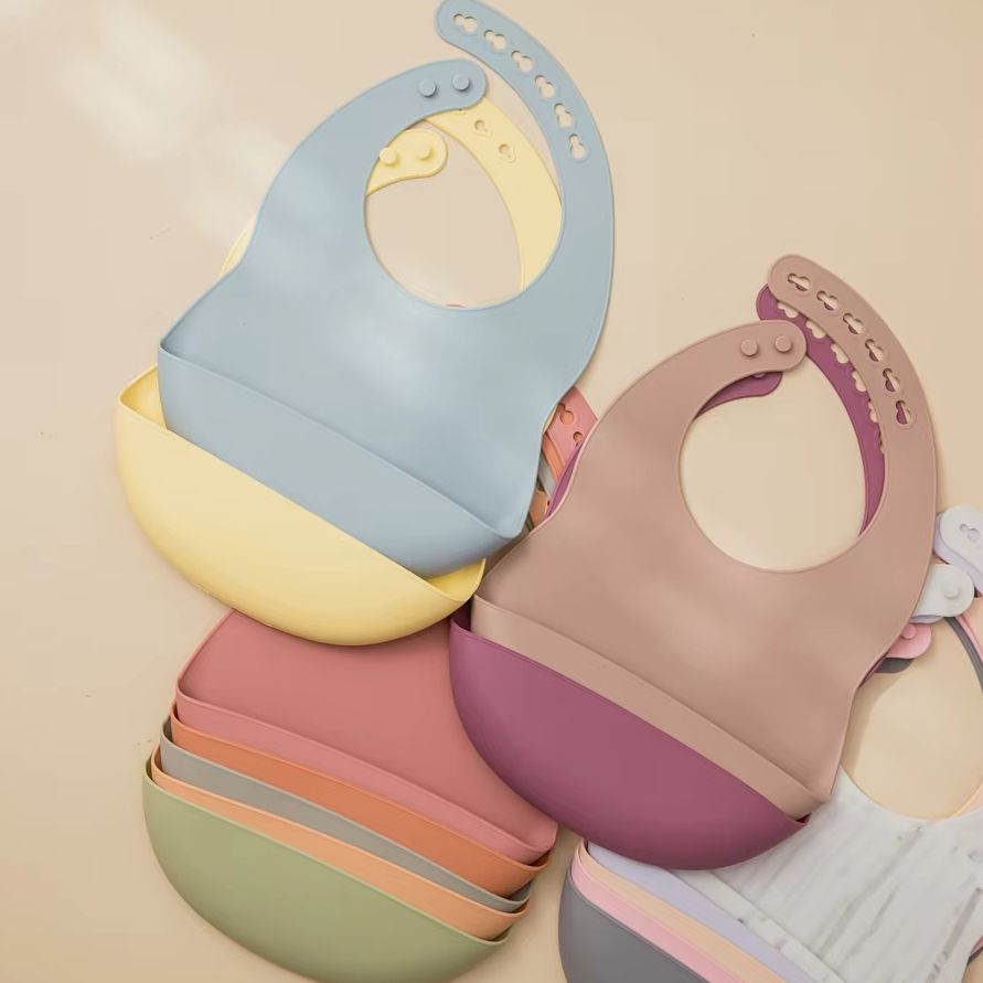 Silicone Baby Bibs - Babero de silicona ajustable para bebé,
