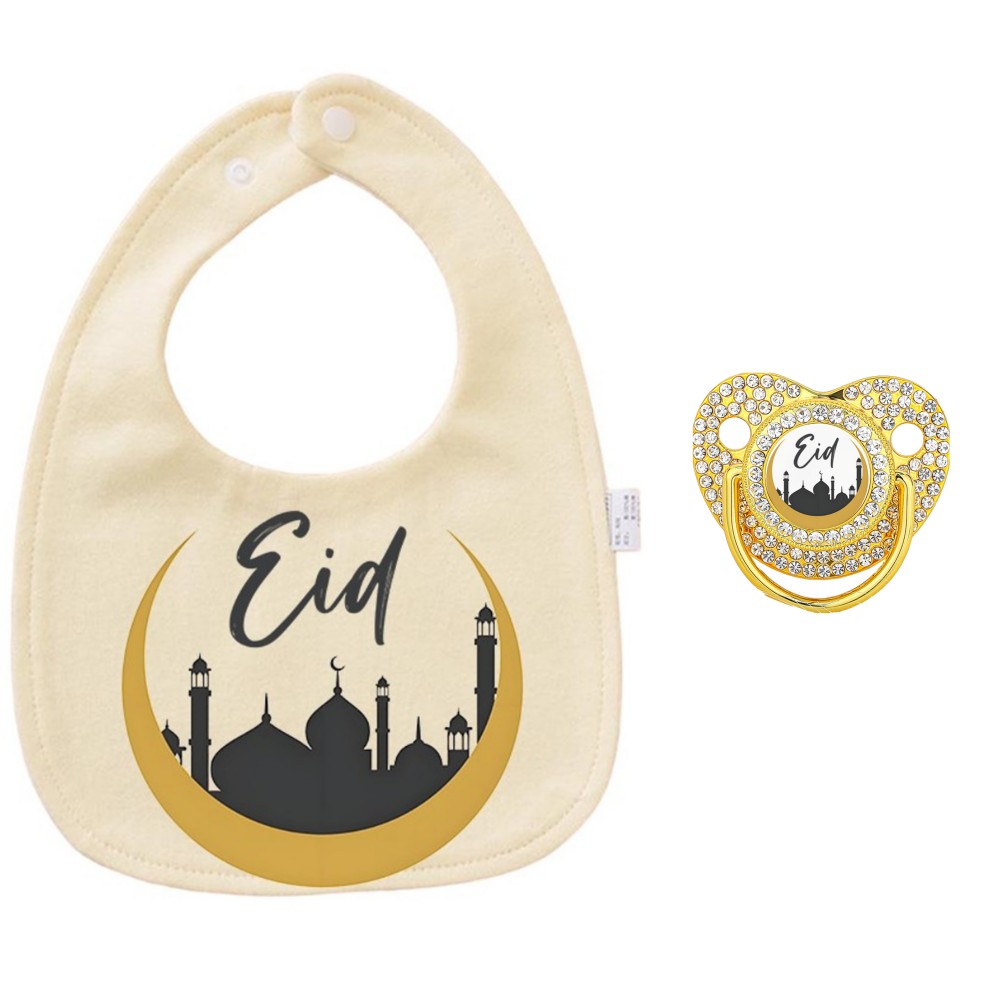 Estampado de Eid Mubarak, dise - Silicone Baby Bibs reseña y precio