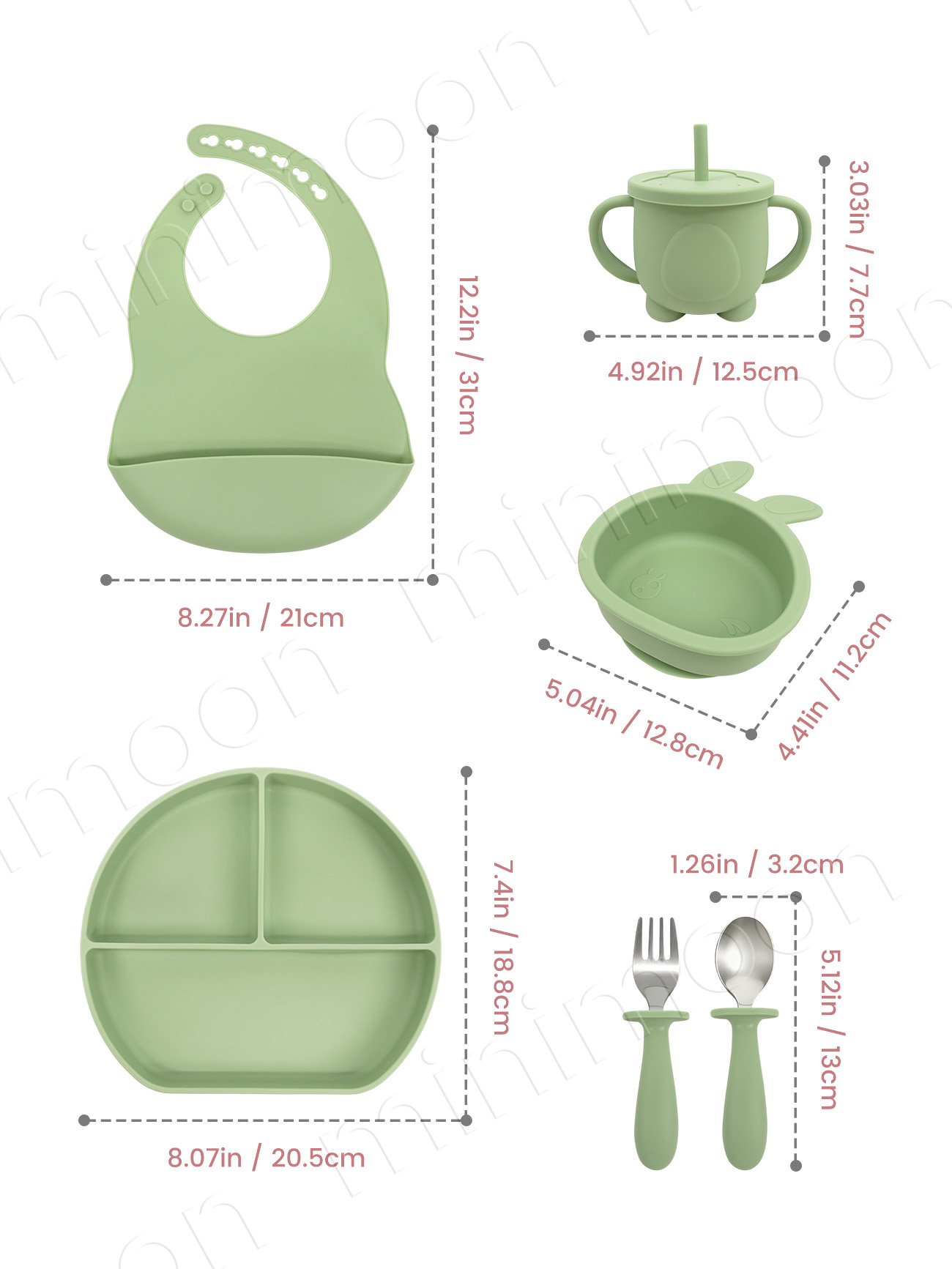 Set de 6 piezas de utensilios  - Silicone Baby Bibs reseña y precio