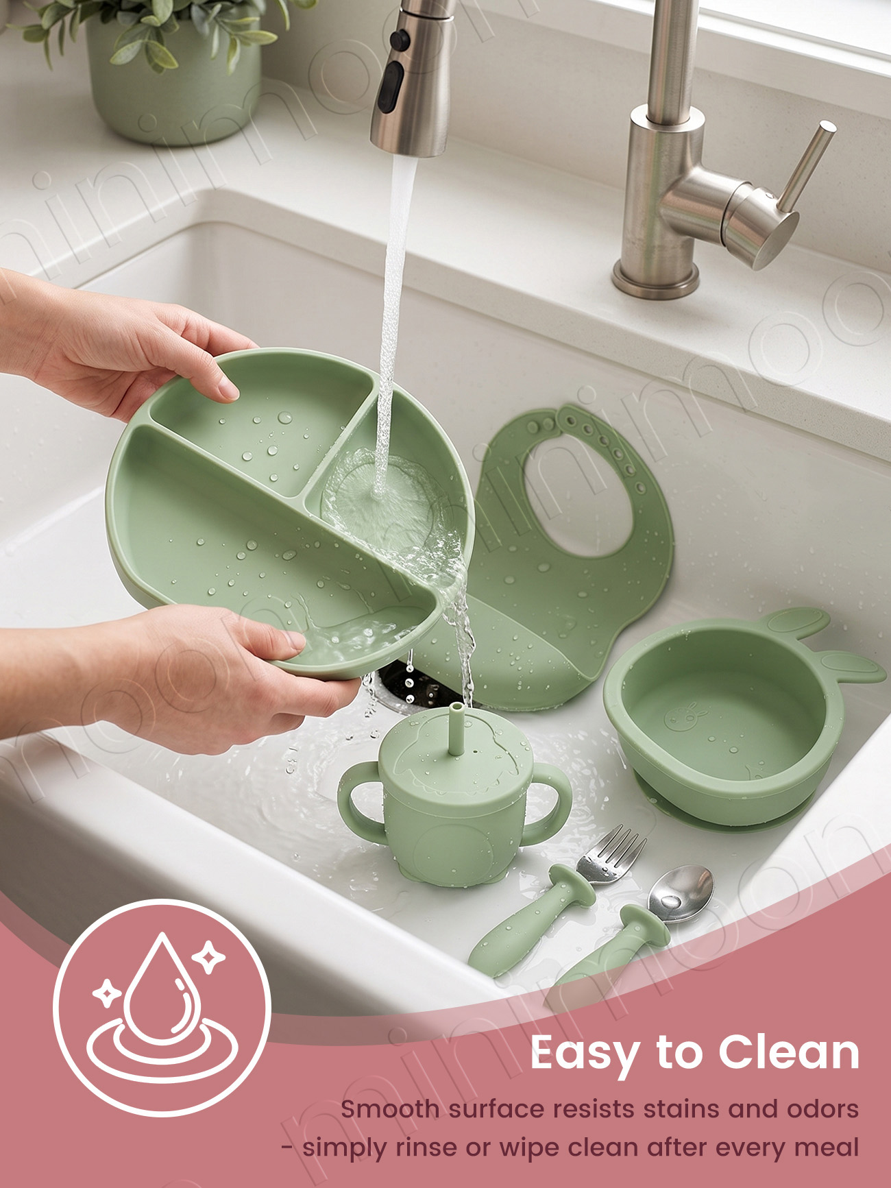 Set de 6 piezas de utensilios  - Silicone Baby Bibs reseña y precio